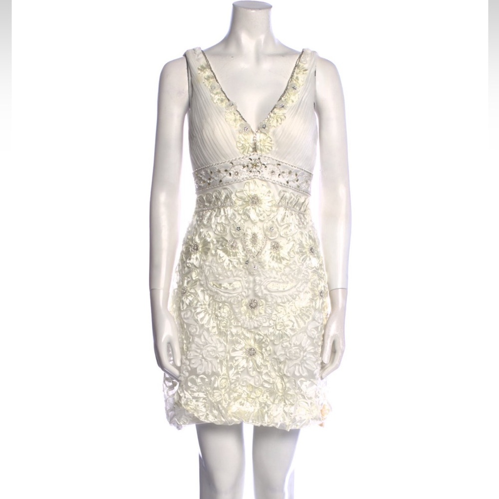 Sue Wong White Beaded Mini Dress - Sz 2 NWT
